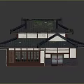 Traditional Two Story Architecture Wooden Structure With Tile Roof Green Vegetation And Classic Windows Doors