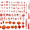 New Chinese Knot Red Lantern Hanging Spike New Year New Year Sick Wall Decorations Pendant 3d model