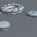 Modern Circular Stadium Architectural Design With White Stands And Green Field 3d model