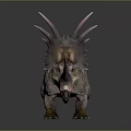 Realistic Triceratops Dinosaur With Multiple Horns Cranial Frill And Textured Skin Standing On Gray Background