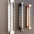 Modern Style Vertical Wall Lamps in White Black and Copper Mounted on Gray Wall