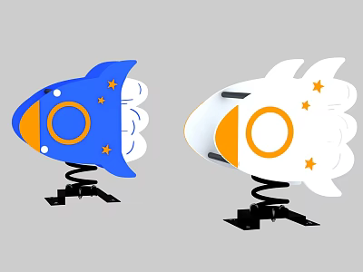 Modern rocking horse rocking horse rocking glass steel stainless steel supporting facilities children's toys space theme rocket slide board 3d model