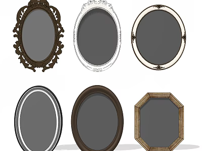 Decorative Mirrors With Various Shapes And Ornate Frame Designs For Home Decor 3d model
