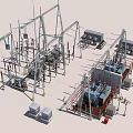 Electrical Substation Facilities With High Voltage Towers Power Equipment And Transformers