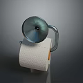 Toilet Paper Roll With Metallic Horn Funnel Placed On Gray Background Surface