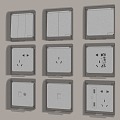 Modern switch socket waterproof switch socket box 3d model