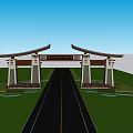 New Chinese Style Scenic Resort Gate 3d model