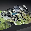 Scenic Mountain Landscape With Green Slopes Gray Rocky Peaks And Blue Lake