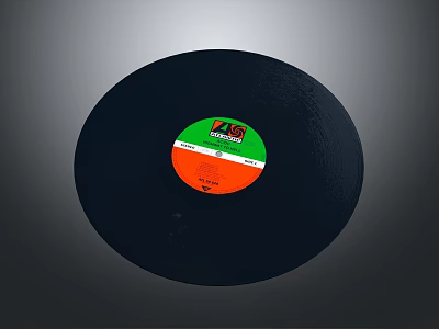 Vintage Vinyl Record With Central Colorful Label And Grooved Surface For Music 3d model