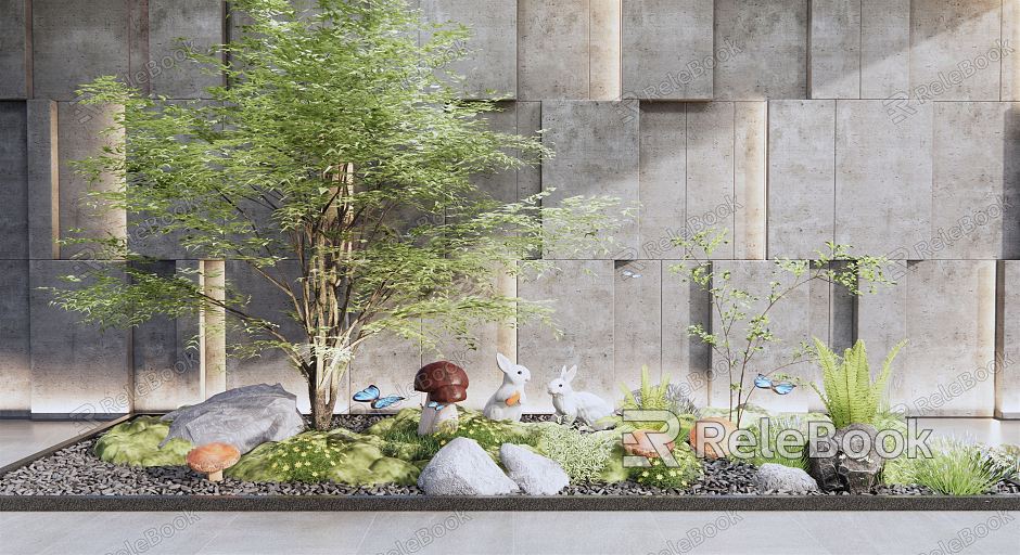 Modern Landscape Sketches Courtyard Landscape Sketches Mushroom Rabbit Landscape Plants Landscape Bryophytes Flowers Landscape Trees Stone model