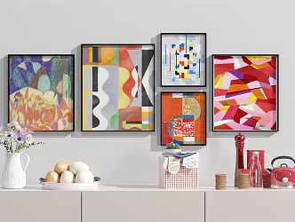 Modern Abstract Painting Abstract Hanging Painting Combination Ornaments 3d model