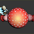 Mushroom Humanoid Creature Character With Pink Accents Holding Star Staff And Red White Spotted Cap