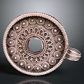 Ornate Circular Metal Home Decor Accessory With Intricate Design And Handle