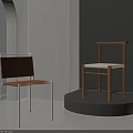 Modern Leisure Chairs With Metal And Wooden Frames Brown Leather And White Fabric Seats