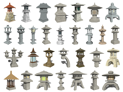 New Chinese Lawn Lamp Stone Lantern Floor Lamp Landscape Lamp 3d model