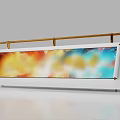 Modern Reception Desk With Sleek White Design And Vibrant Colorful Art Panel