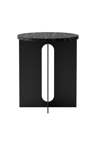 Modern Minimalist Coffee Table With Black Marble Top And Oval Cutout Design 3d model