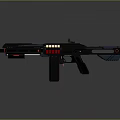 Futuristic Sci Fi Weapon Rifle With Black Body Red Accents Magazine And Scope Design