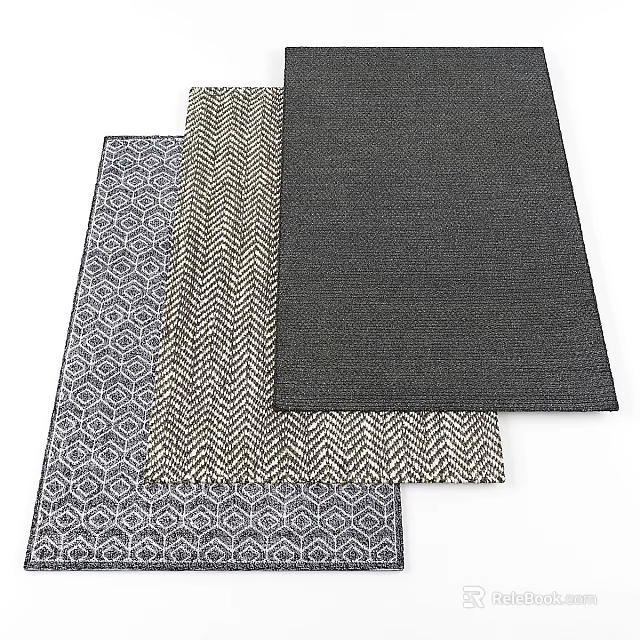 Modern Square Rugs with Geometric Pattern Herringbone Design and Solid Color for Home Decor 3d model