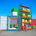 Heavy Duty Industrial Equipment Warehouse Storage Racking With Colorful Containers And Stacked Cartons