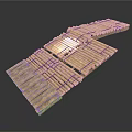 Simple Wooden Bamboo Bridge Model With Logs And Planks Structure Design