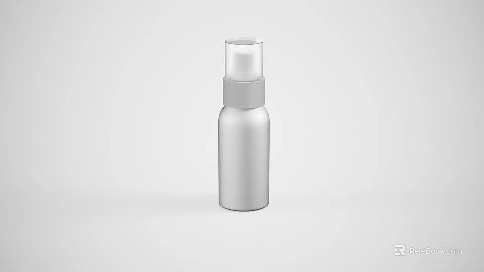 Silver Cosmetic Spray Bottle With Pump Dispenser On White Background 3d model 