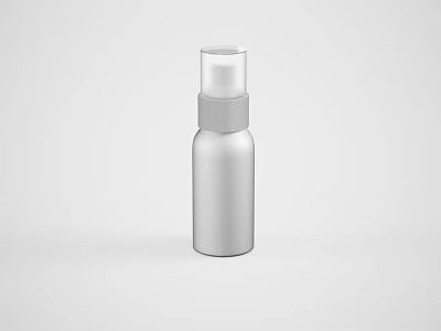 Silver Cosmetic Spray Bottle With Pump Dispenser On White Background 3d model