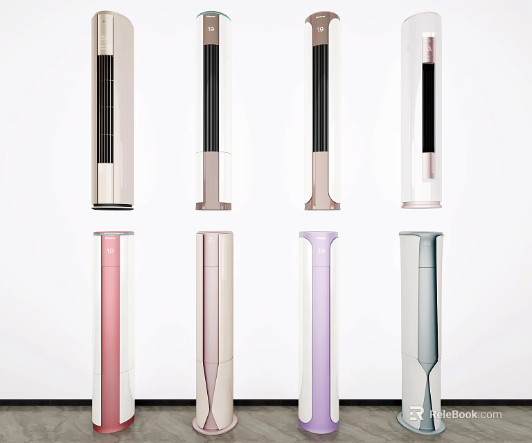 Modern Standing Air Conditioner Fans With Various Colors For Home Use 3d model 