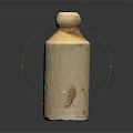 Hand Carved Off White Bottle Shaped Sculpture With Textured Surface And Round Cap