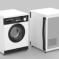 Modern Front Load Washing Machine White with Black Accents Control Panel and Sleek Design 3d model
