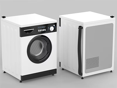 Modern Front Load Washing Machine White with Black Accents Control Panel and Sleek Design 3d model