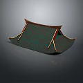 Traditional Chinese Architecture Roof Featuring Green Tiles Curved Eaves And Red Accents