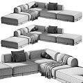 Modular Sectional Sofa Designs In Green And Cream With Throw Pillows And Blanket