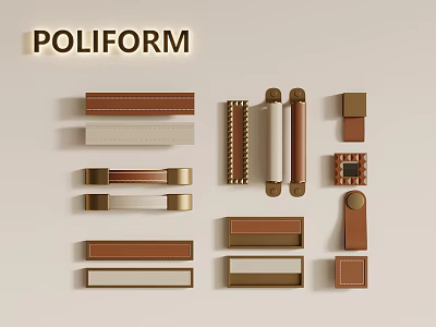 POLIFORM Elegant Handles Collection Featuring Leather Metal And Various Modern Designs 3d model