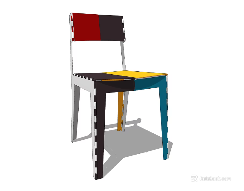 Multicolored Office Chair With Patchwork Backrest And Seat Metal Frame Modern Design 3d model