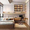 Tatami Bedroom Interior Design With Modern Minimalist Style Wooden Bed Desk And Large Window