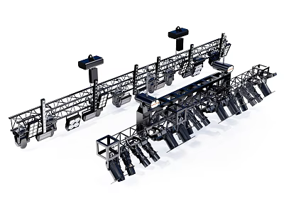 Black Downlights And Spotlights Multiple Units In Industrial Lighting Array 3d model