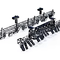 Black Downlights And Spotlights Multiple Units In Industrial Lighting Array 3d model