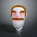 Cartoon Man Head With Brown Hair Mustache And Smiling Expression On Gray Background