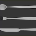 Stainless Steel Cutlery Set Including Knife Fork And Spoon For Dining Table 3d model