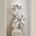Decorative Ornament Set Featuring Natural Curved Design And Striped Pedestal For Home Decor