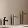 Elegant Modern Faucets With Black White Gold Finishes On Light Wall Countertop