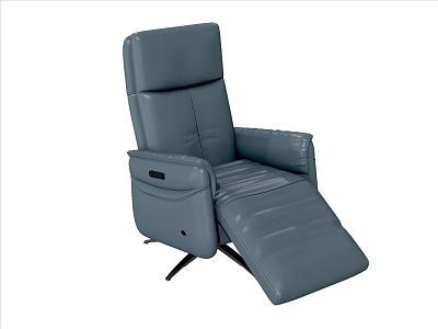 Gray Leather Recliner Single Sofa With Adjustable Footrest Armrests Side Pocket Comfortable Seating 3d model