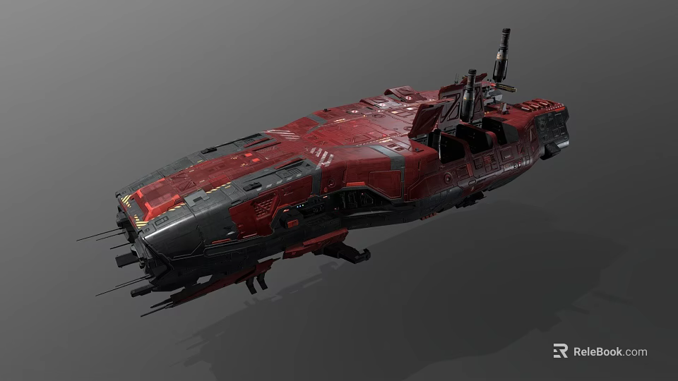 Red And Black Futuristic Interstellar Spaceship Design For Cosmic Exploration 3d model 