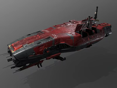 Red And Black Futuristic Interstellar Spaceship Design For Cosmic Exploration 3d model
