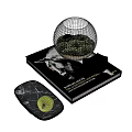Elegant Decorative Ornament Set With Glass Globe Moss Container Book Black Bowl And Green Apple