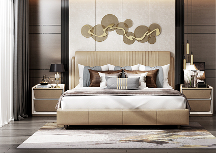 Light Luxury Background Double Bed Double Bed 3d model