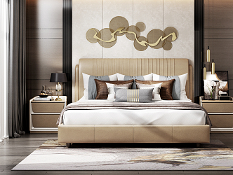 Light Luxury Background Double Bed Double Bed 3d model