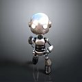 Silver Metallic Robot Character 3D Model With Mechanical Features And Shiny Surface 3d model