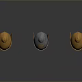 Three Ornate Medieval Helmets With Gold And Blue Metallic Design As Historical Weapons